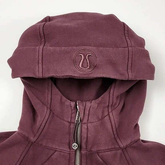 Lululemon Scuba Full Zip Hoodie Garnet Thumbholes Pockets Size 2 - Picture 6 of 12
